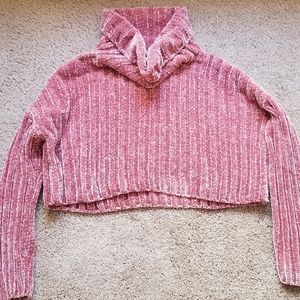 Cropped velvet feel top